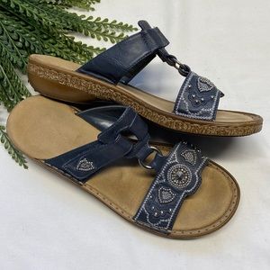 Embellished Rieker slip on sandals with Velcro adjustment